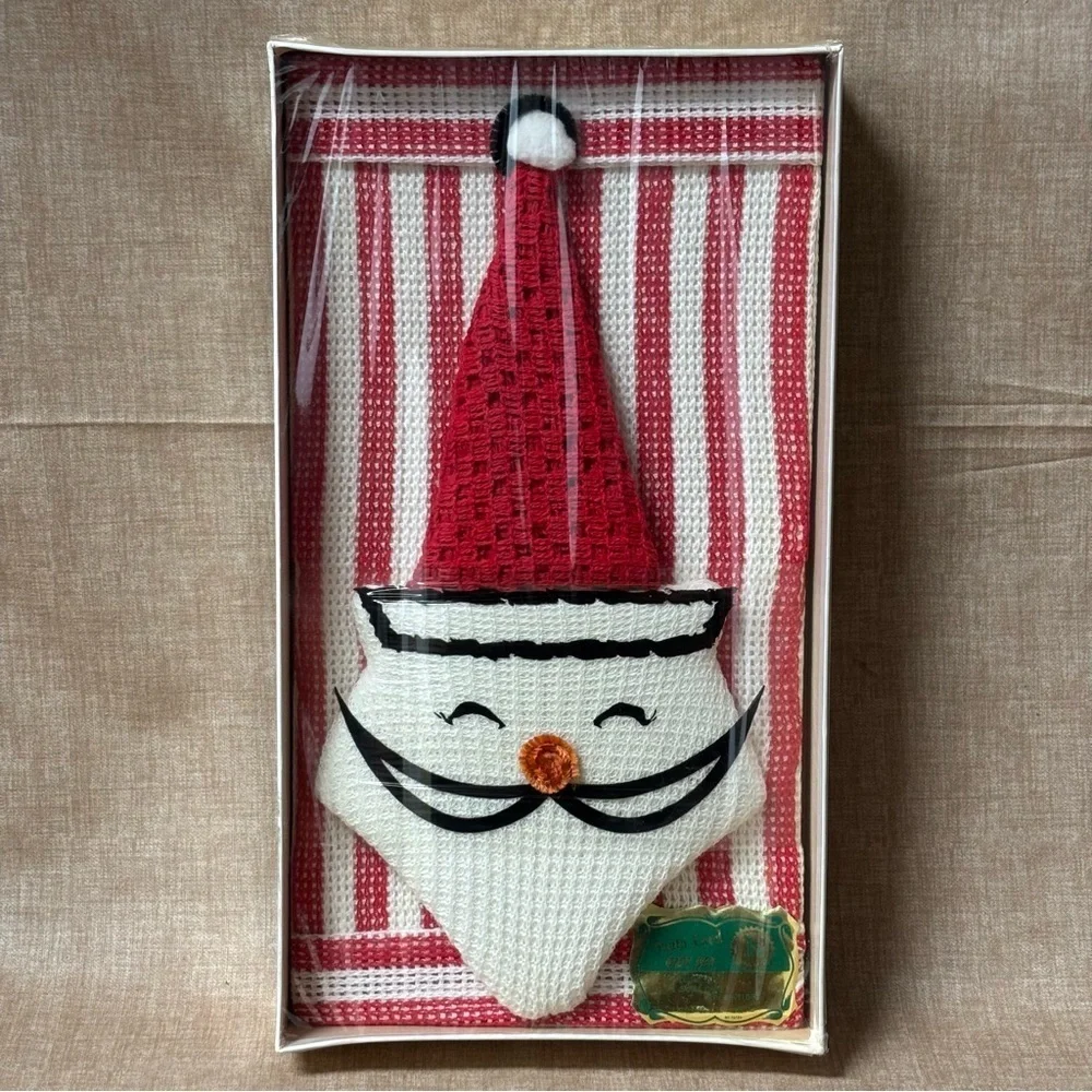 NOS Hanson Kitchen 5 Dishcloths & 1 Santa Pot Holder -All Cotton